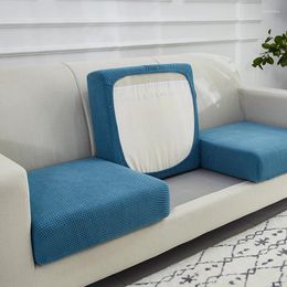 Chair Covers Blue Velvet Sofa Cushion For Living Room Elastic Funiture Protector Couch Cover Stretch Slipcovers 1/2/3 Seater