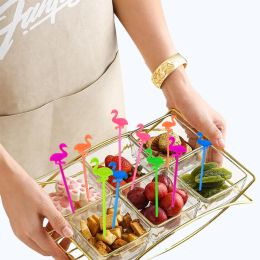 50Pcs Flamingo Food Fruit Toothpick Fruit Fork Toothpick Skewer Hawaii Party For Home Bar Summer Wedding Party Decora Supplies