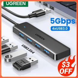 Hubs UGREEN USB 3.0 Hub 4 Ports USB HUB Slim for Mouse, Keyboard Compatible with MacBook Pro Air Laptop Desktop PC Xbox PS5 Splitter