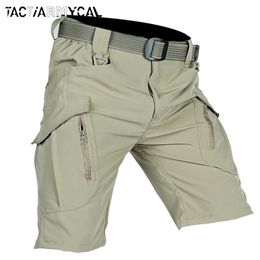 Summer Men Cargo Shorts Quick Dry Tactical Short Pants Multi-Pocket Shorts Mens Outdoor Hunting Fishing Knee Length Trousers 240410