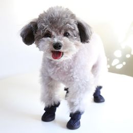 4Pcs Puppy Snow Boots Magic Sticker Closure Pet Shoes Water-resistant Prevent Skidding Dog Winter Shoes
