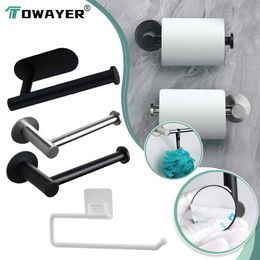 Toilet Paper Holders No Punching Wall Mounted Toilet Paper Holder Self Adhesive Toilet Paper Towel Storage Rack Roll Dispenser for Bathroom Kitchen 240410