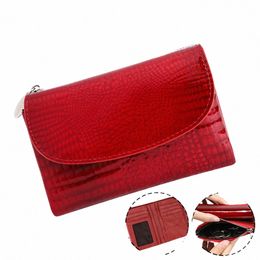 royal Bagger Crocodile Pattern Short Wallets for Women Genuine Cow Leather Trifold Multi Card Holder Vintage Coin Purse 1490 W4YR#