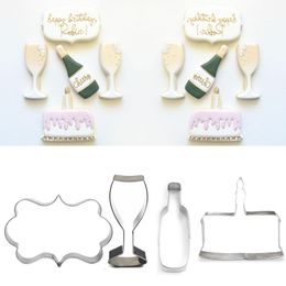 1pcs patisserie reposteria Wedding Wine Bottle Glass Fondant Moldes Metal Cake Decor Cookie Cutter Biscuit Cupcake Pastry Mould