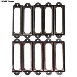 10pcs/lot 60x17mm Antique Brass Metal Label Pull Frame Handle File Name Card Holder For Furniture Cabinet Drawer Box Case Bin