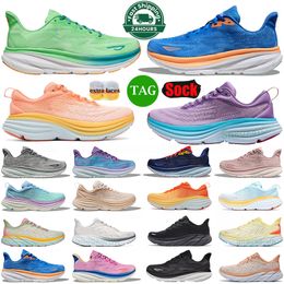 Clifton 9 Bondi 8 Running Shoes for Men Women Designer Mens Outdoor Sneakers Triple Black White Pink Harbour Mist Olive Haze Womens Runners Runnners Size 36-47
