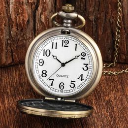 Pocket Watches Bronze Crane/Elk/Elephant Animal Quartz Pocket Round Dial Pocket Necklace Pendant Sweater Chain Pocket Clock for Men Women Y240410JTU4