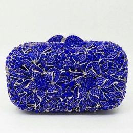 Lady Blue Colour Rhinestone Minaudiere Stone Clutch Bag Crystal Evening Bag Handbag Women Party Bag Bridal Clutches Wedding Purse