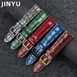 Watch Bands Fashion Genuine Leather Men's Watchband Clear Personality Crocodile Texture Strap Bracelet Wrist Band 18mm 20mm 22mm Blue