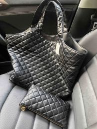 10A Icare Maxi Tote shopping bag handbags Women designer bag Black lambskin quilted tote bag for woman Large Beach Bags Travel Shoulder satchel Wallet 2PCS