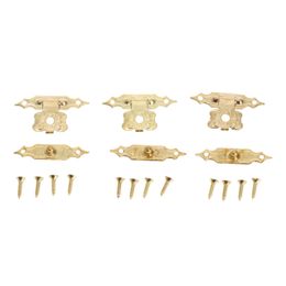 12Pcs 30x18mm Antique Lock Gold Box Buckle Decorative Jewellery Gift Wooden Box Hasp Latch Caskets Vintage Clasps Screws