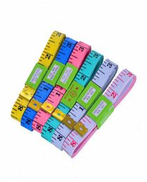 200pcs 60 inch 150cm DoubleScale Double Sides Soft Tape Measure Body Measuring Tailor Ruler sewing Tool Flat mixed Colors6665619