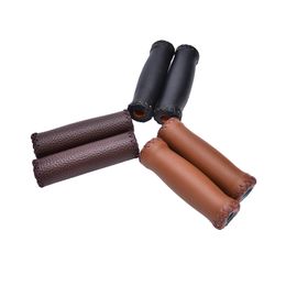 Vintage Retro Riding MTB Road Mountain Bike Bicycle Handlebar Grip Artificial Leather Cycling Grip Ends 1Pair 3 Colours