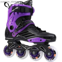 Inline Roller Skates High Quality College Beginner Sports Purple White Inline Roller Skates Shoes Adult Boys Girls Single Row With Flash 4-wheel Y240410