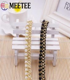 Meetee 15cm Beaded Pearl White Gold TrimsLace Ribbon Trim for Home DIY Clothes Sewing Wedding Crafts Decoration C623075105