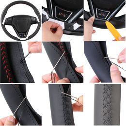 Hand-stitched Artificial Leather Car Steering Wheel Cover For Renault Megane 3 Scenic Fluence ZE Original Steering Wheel Braid