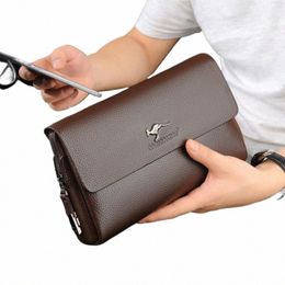 kangaroo Luxury Brand Men Clutch Bag Leather Lg Purse Pas Mey Bag Busin wristlet Phe Wallet Male Casual Handy Bags N9uf#