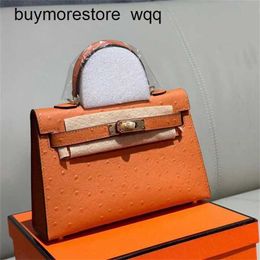 Luxury Kelis Ostrich Leather 7a High Quality Leather Bag Head Layer Bag Generation 21cm Shoulder Small Bag Handbag