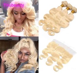 Peruvian Virgin Hair 613 Blonde Body Wave Bundles With Lace Frontal 3 Bundles With 13x4 Lace Frontal Ear To Ear 613 Colour 1030in3310245