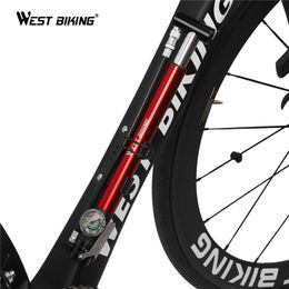 WEST BIKING Alloy Bicycle Pump Hose Gauge Hand Foot Floor Bike Tyre Pump 130PSI Cycling Air Inflator Presta Schrader Valve Pump