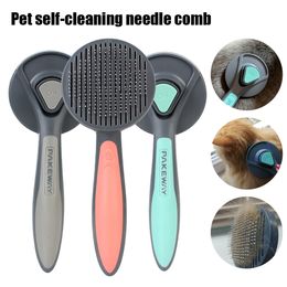 3 Colors For Dog Cat Grooming Brush Self Cleaning Hair Removal Comb Cleaning Supplies Pet Comb Cleaning Beauty Products