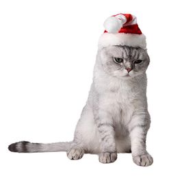 Pet Santa Hat Stripe Decorative Cat Costume Hat Puppy Holiday Hat For Christmas Cat Dog Xmas Holiday Costume Ornaments