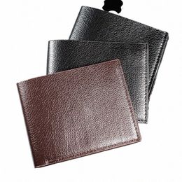 solid Color PU Busin Men's Short Wallet Ir Edge Korean Youth Men's Horiztal Wallet Trend Card Pack Purse Card Bag X2C3#