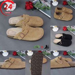 Designer Clogs Tisters Sandaler Slippare glider män Kvinnor Cork platt mjuk mocka läder utomhus plattform tofflor toppkvalitet