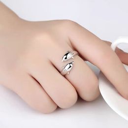 VENTFILLE Silver Colour Ring Smooth Surface Cute Animal Dolphin Jewellery For Women Party Bijou Gift 925 Stamped Dropship