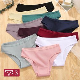 Women's Panties 3Pcs/set Cotton S-XL Trendy Waffle Style Underwear Female Soft Briefs Comfortable Underpants Lingerie