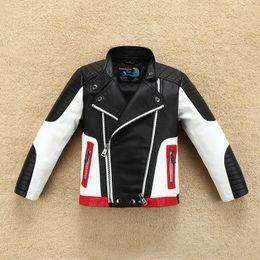 Handsome Cool Design Boys Leather Motor Jacket For Autumn Spring Kids Warm Coat Bomber Baby Toddler Winter Clothes