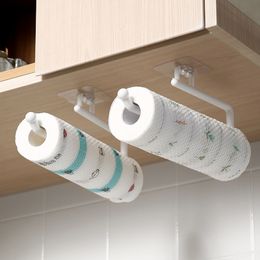 1pc Kitchen Paper Roll Holder Wall Mounted Towel Storage Rack Cabinet Rag Hanging Holder Bathroom Shelf Kitchen Organiser
