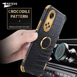 Honour 50 Case Zroteve Crocodile Pattern Leather Ring Cover For Huawei Honour 50 70 Pro Plus + Honor50 Lite Honor70 Phone Cases