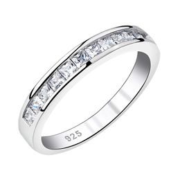 Band Rings 925 sterling silver stackable womens wedding ring 2 * 2mm princess cut 5A cubic zirconia semi eternal ring elegant Jewellery J240410