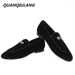 Casual Shoes Fashion Metal Handmade Loafers Men Velvet Party And Wedding Dress Banquet Black Size 47