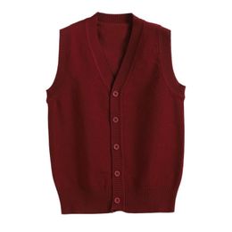 3-16 Years School Teenager Boys Girls Sweater Vest Children Waistcoats Baby Toddler Solid Sweater Cardigan Kids Knitted Sweater