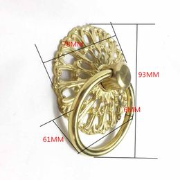 Brass door handle hollow carving pattern copper ring drawer closet kitchen handle cabinet pulls decorative handles for furniture