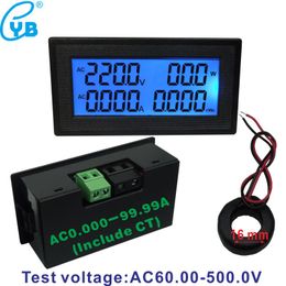 YB5140DM AC 20A 100A 200A Volt Amp Panel Metre LCD Digital Voltmeter Ammeter Voltage Current Mete Frequency Energy AC60-500V