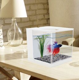 Betta Fish Tank Aquarium Fish Tank Easy to Change the Water Acrylic Plastic Self-Cleaning Small Fish Tank