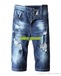 2019 Summer New Mens Denim Shorts Mens Summer Hole Shorts Mens Slim European and American Style Jeans stylist Denim Shorts2343517