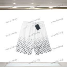 xinxinbuy 2024 Men women designer shorts Letter gradient printing short cotton black white brown gray khaki green S-2XL