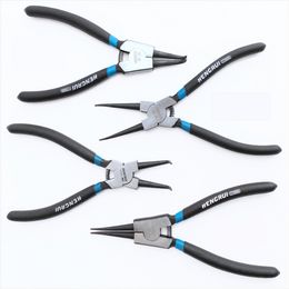 Multifunctional 7 inch circlip pliers Internal External Curved Straight Tip seeger ring plier cutter Clamp hand tool