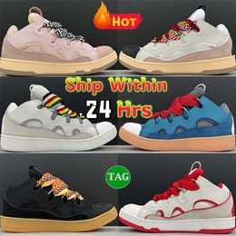 Luxury designer shoes for men women curb leather pale blue black gum white grey multi-color red Pink mens casual sneakers womens trainers EUR 35-46