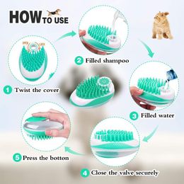 Benepaw Effective Pet Grooming Bath Brush Soft Cat Dog Massage Brush With Shampoo Dispenser Clean Loose Hair And Dead Fur