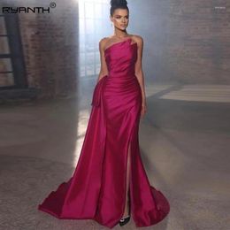 Runway Dresses Ryanth Side Slit Celebrity Dress Strapless Formal Mermaid Evening Women's Dinner Party Gowns Vestidos De Noche