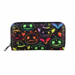 halen Pumpkin Print Lg Wallet Zipper Around Credit Card Holder Women's Clutch Purse & Card Organiser G4Nm#