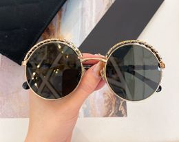 Round Sunglasses 4265 Metal Leather Black Gold Frame Women Summer Shades Sunnies for Women Lunettes de Soleil Glasses Occhiali da sole UV400 Eyewear