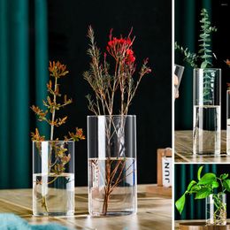 Vases Cylinder Glass Plant Pot Home Living Room Ornaments Classic Straight Tube Multifunctional Transparent Vase