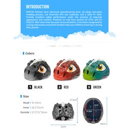 Kids Boys Girl Bike Bicycle Helmets Outdoor Safety Helmet Scooter MTB Road Riding Children's skateboard Dinosaur Cycling Helmets