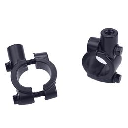 New 2Pcs 22mm 25mm Handlebar Bracket Clamp 10mm 8mm Thread Motorcycle Mirror Mount Clamp Rear View Mirror Holder Adapter Black